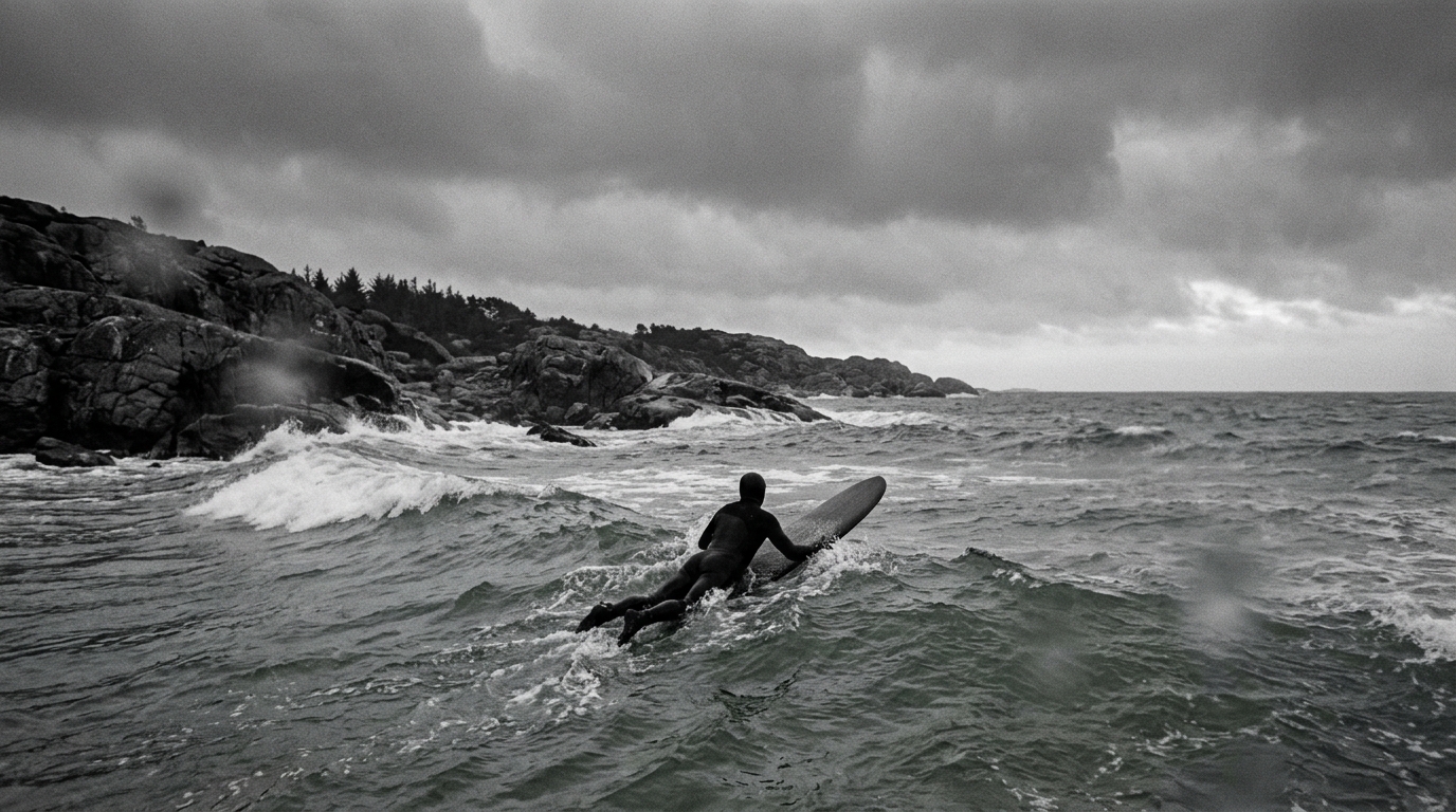Person paddlar ut i ett grått Bohuslänskav — det nordiska engagemanget