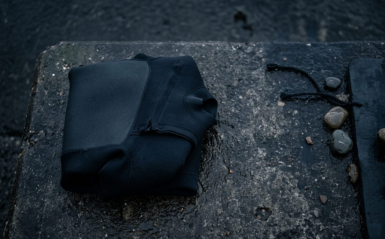 Våtdräkt på klipporna vid havet